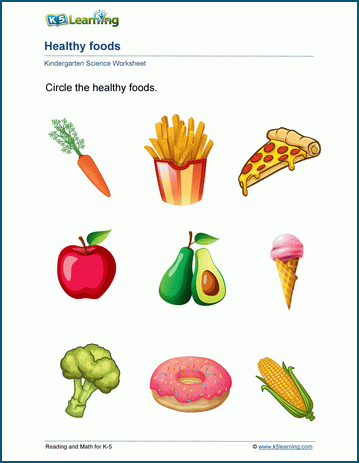 Sample Kindergarten Food and Nutrition Worksheet