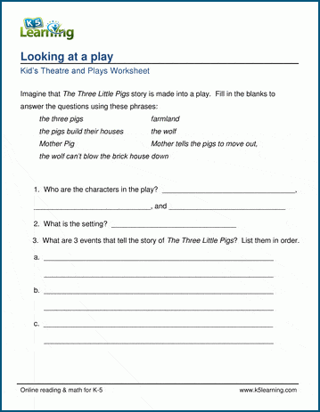Kids plays and theater worksheet