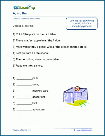 Other Parts Of Speech Worksheets For Grade 1 K5 Learning