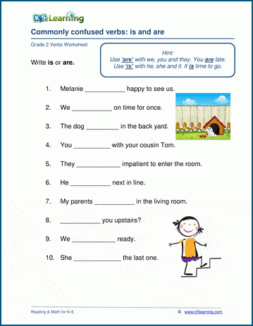 Sample grade 2 verbs worksheet