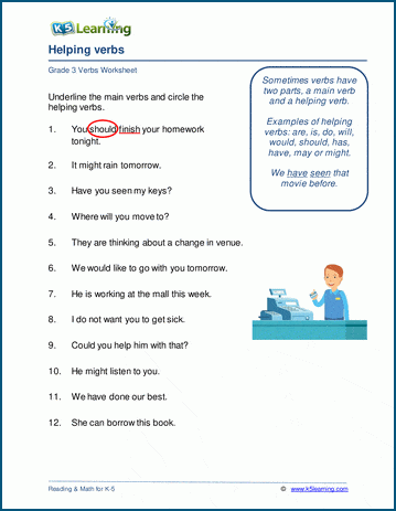 Grade 3 Verbs Worksheets K5 Learning