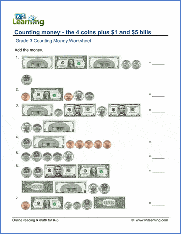 Grade 3 Counting Money Worksheets - free & printable | K5 Learning