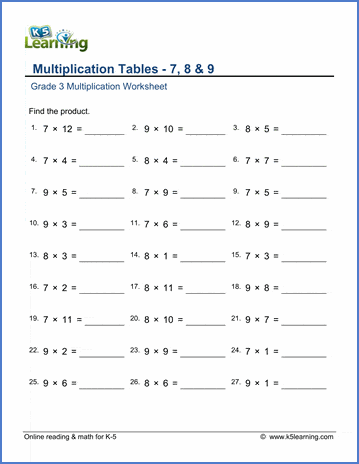 7s Multiplication Chart