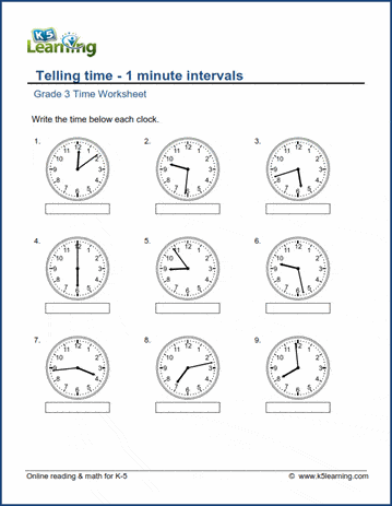 Grade 3 Telling Time Worksheets Free Printable K5 Learning