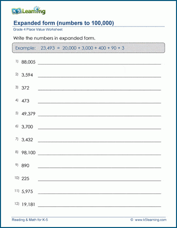 expanded form 4th grade worksheets
 Grade 11 Place Value & Rounding Worksheets - free & printable ...