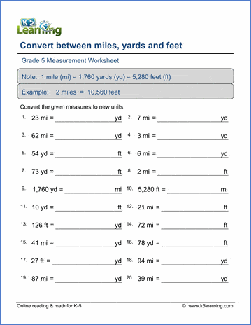 Miles To Yards Conversion Chart