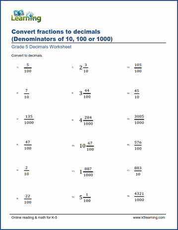 homework help converting fractions to decimals