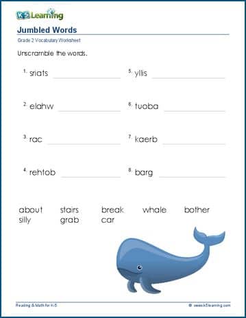 2nd Grade Vocabulary Worksheets Printable And Organized By Subject K5 Learning