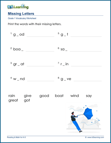 Grade 1 vocabulary worksheet categorize words